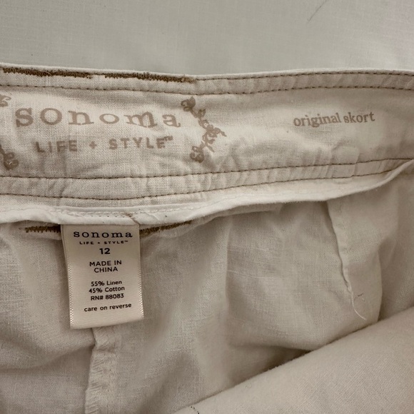 Sonoma Beige Linen Cotton Skort Front Button Pockets sz 12 - Picture 6 of 7
